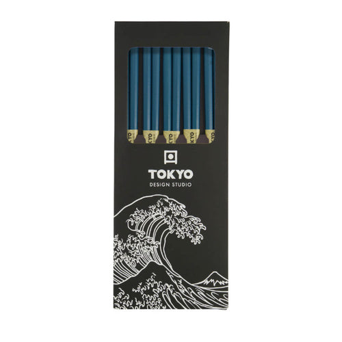 Tokyo Design Studio Palillos de comer 'Petrol Bamboo' set de 5
