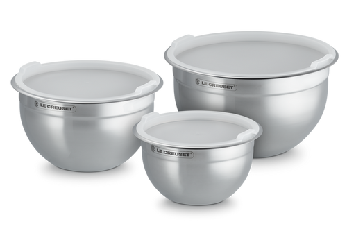 Le Creuset Stainless Steel Mixing Bowl Set with Lids, 3-Piece