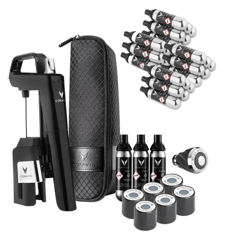 Coravin Timeless Six+ Wine Preservation System - Piano Black + 24 Pure Capsules