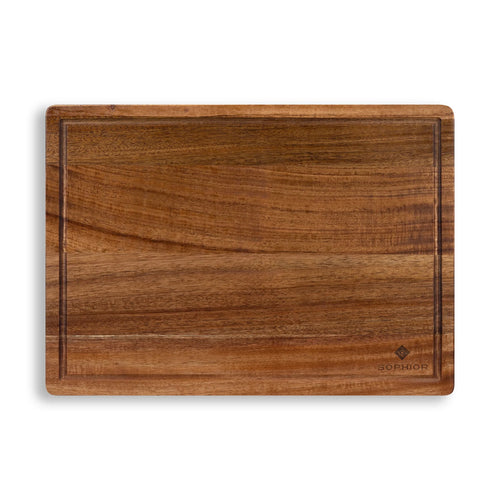 SOPHIOR Acacia Wood Cutting Board with Juice Groove - Large 42x30x2.5cm