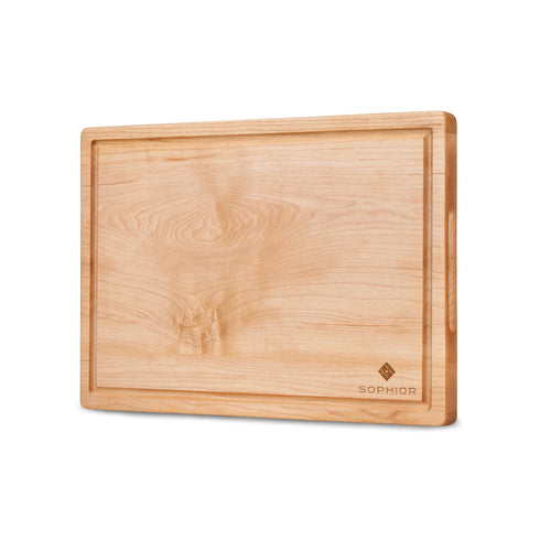 SOPHIOR Maple Wood Cutting Board with Juice Groove - Medium 35x25x2.5cm
