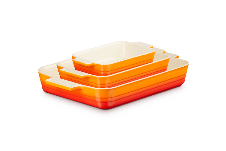 Le Creuset Set of 3 Rectangular Dishes 18/25/32cm 'Flame'