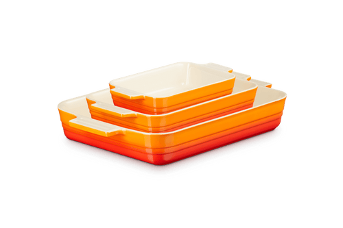 Le Creuset Set of 3 Rectangular Dishes 18/25/32cm 'Flame'