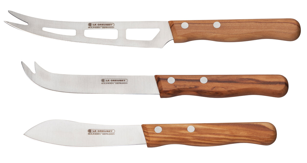 Le Creuset Cheese Knife Set 3-piece Olive Wood