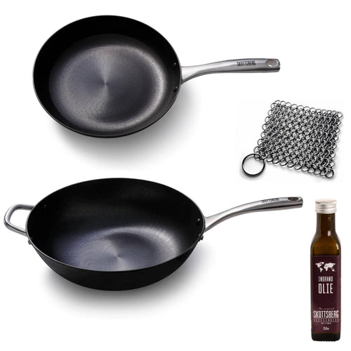 Skottsberg 'Cast Iron' Frying Pan Set 2-piece | With Free Scouring Pad