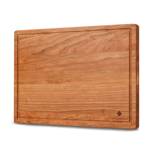 SOPHIOR Cherry Wood Cutting Board with Juice Groove - Large 42x30x2.5cm