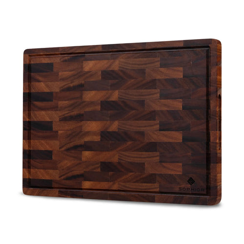 SOPHIOR Cutting Board Walnut Large 42x30x2.5cm with Juice Groove