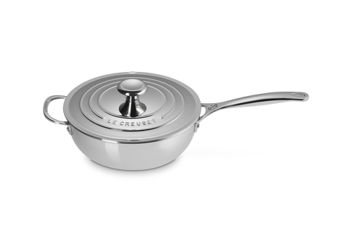Le Creuset Conical Saute Pan / Chef's Pan with Non-stick Coating Ø24cm / 3.3L 'Stainless Steel Signature'