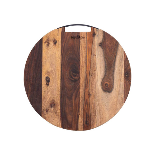Bowls and Dishes Pure Rose Wood Serving Board round 1 metal handle Ø 40 cm