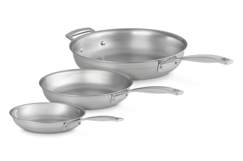 Le Creuset Frying Pan Set 20/24/28cm 'Classic 3-ply Stainless Steel'