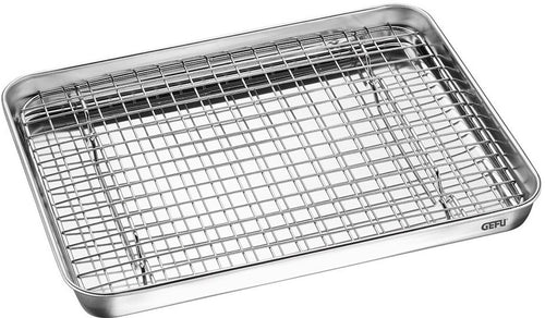 GEFU Baking Tray with Cooling Rack 31.5x24.5x2.5cm Stainless Steel
